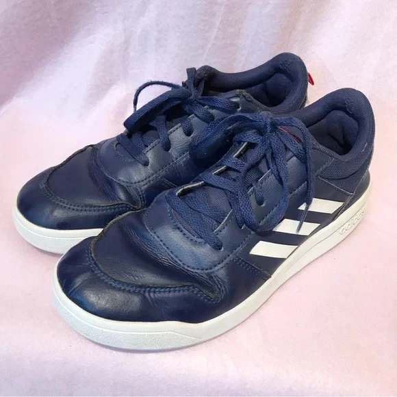 Boys Adidas Tensaur navy blue trainers sport casual sneakers - Picture 3 of 9